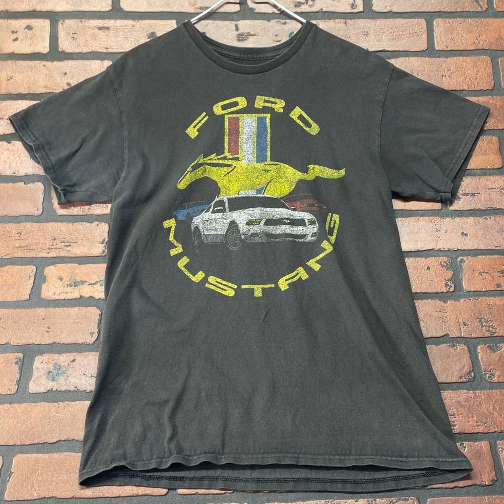 Men's Ford Mustang Graphic Tee Black Muscle Car T-Shirt 100% Cotton M